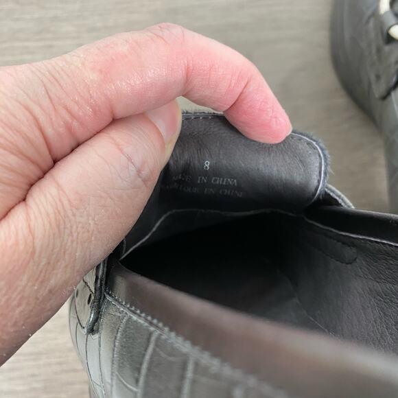 Jeffrey Campbell Black Croc Student Platform Horsebit Loafer Sz.8 - Picture 9 of 12